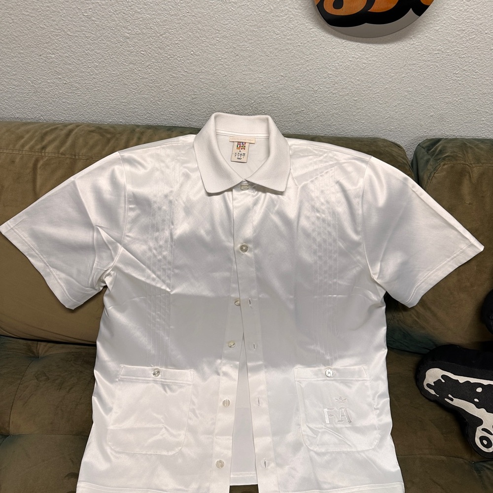 Adidas White Short Sleeve Silk Men's Shirt